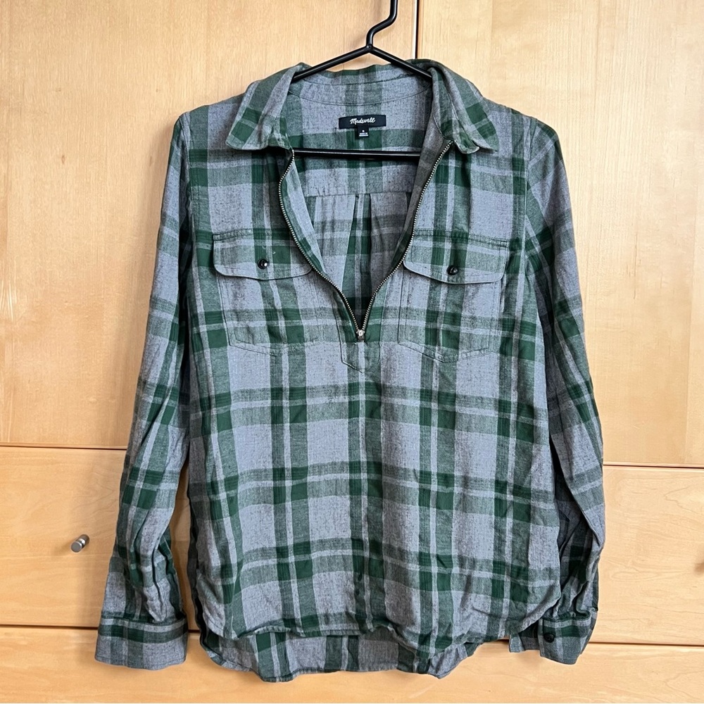 Madewell Half Zip Flannel Shirt EUC
